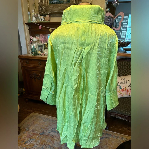 Damee Inc Shimmering Lime Green Swing Jacket 3/4 Sleeve NWT S - Picture 3 of 7